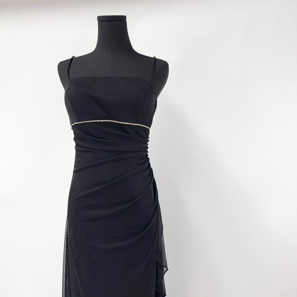 VINTAGE 90S STYLE BLACK EVENING LONG MAXI DRESS - Picture 6 of 12